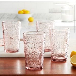 Pioneer Woman (set of 4) Embossed Tumblers Glass Glasses